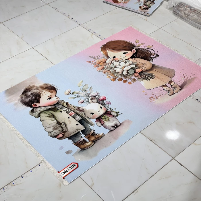 فرشینه کد L 2219 بچه گانه دختر و پسر با خرگوش