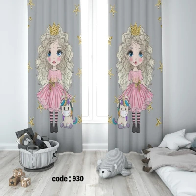 پرده کد 930 دختر با اسب تک شاخ / یونی کورن