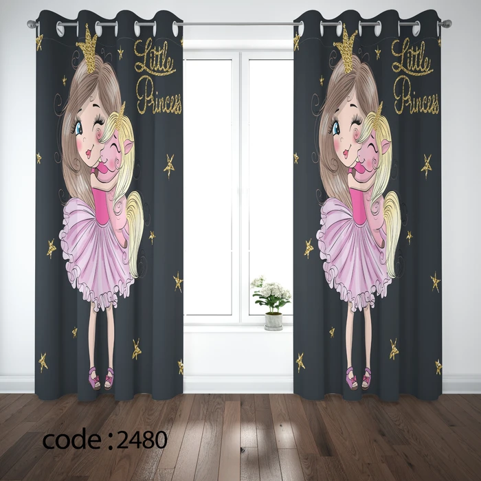 پرده کد 2480 دختر با یونی کورن / اسب تک شاخ