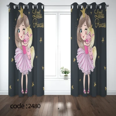 پرده کد 2480 دختر با یونی کورن / اسب تک شاخ